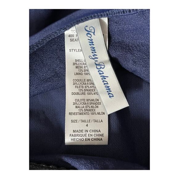 Tommy Bahama Swimsuit Pearl Clara faux wrap one piece navy blue size 4 - Picture 6 of 8